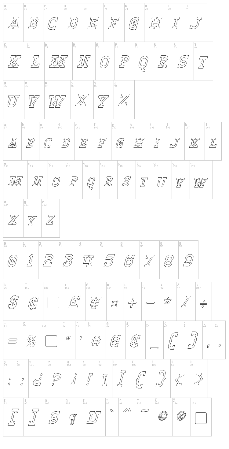 Winslett font map